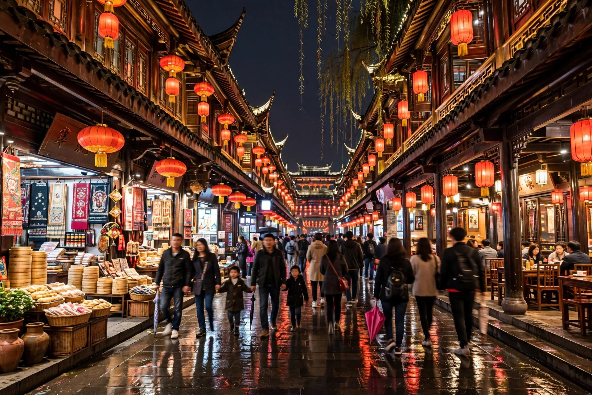 Jinli Ancient Street at night