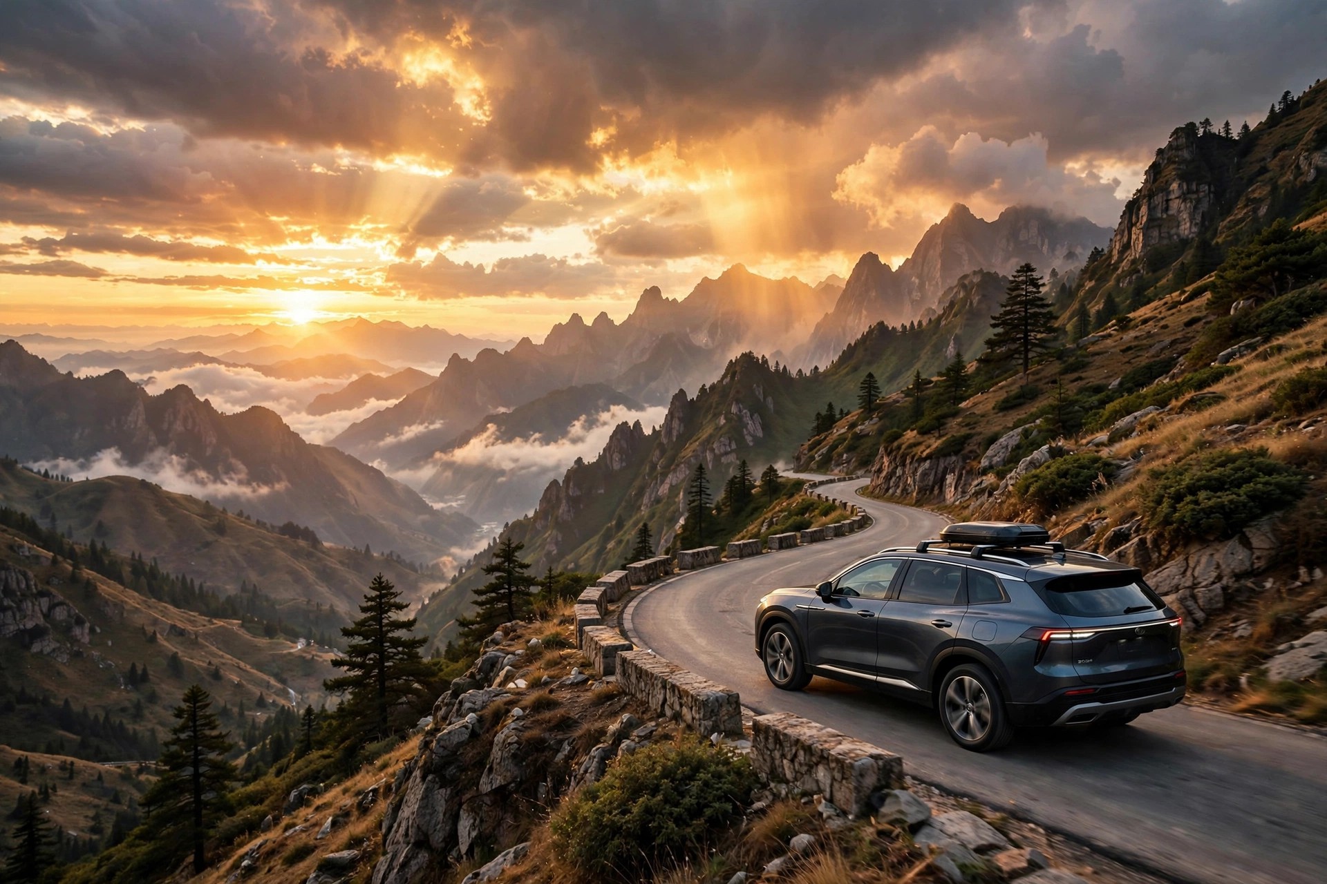 Modern SUV on a mountain road